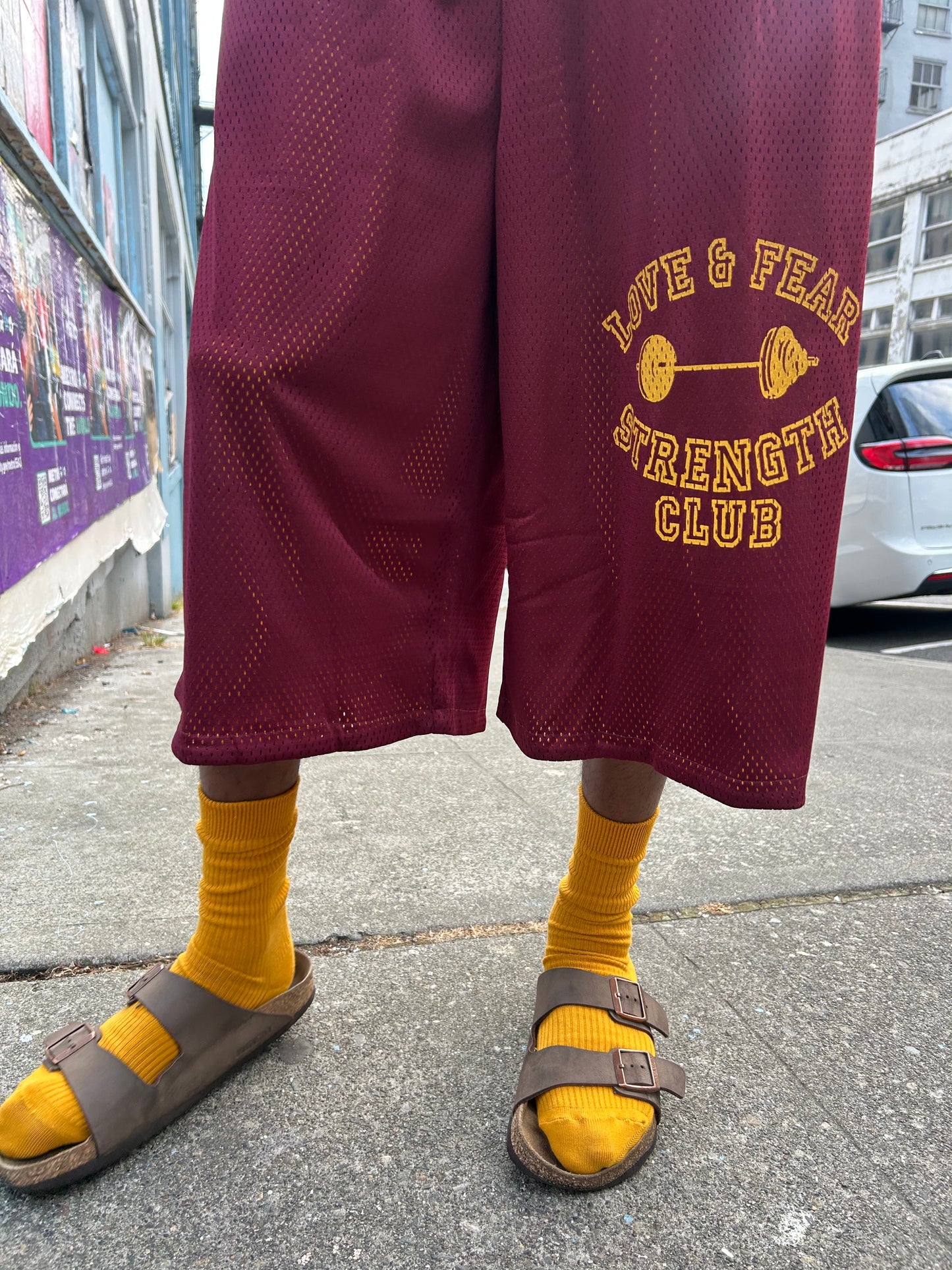 'Burgundy Gold" Reversible Mesh Shorts